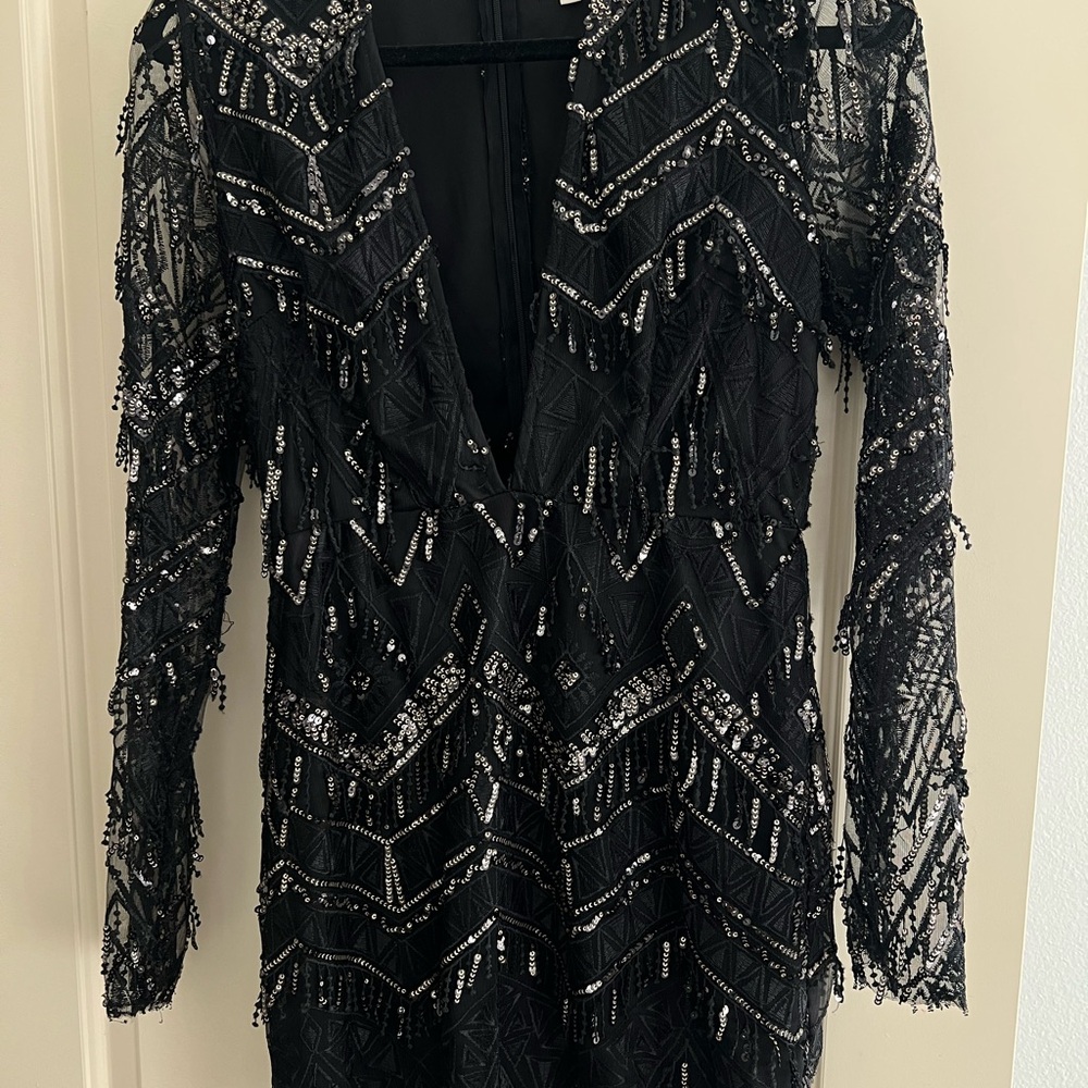 superdown Black Sequin Mini Dress